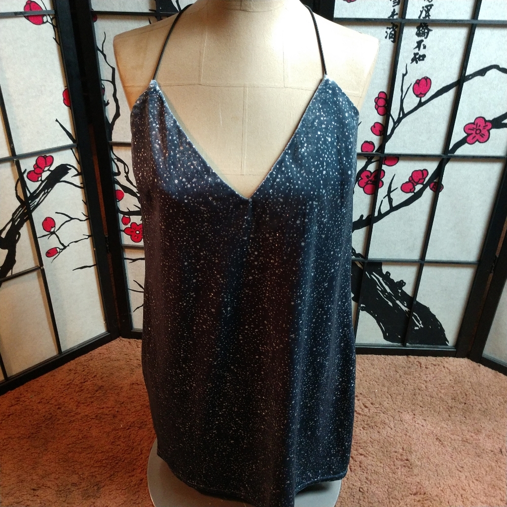 Silver sleeveless V-neck party dress Medium NWT